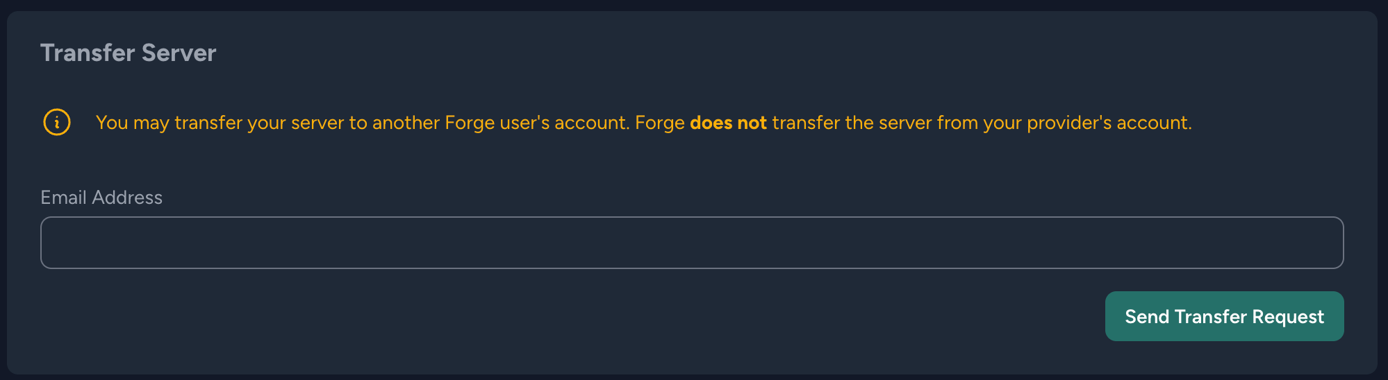 Transfer server between forge accounts